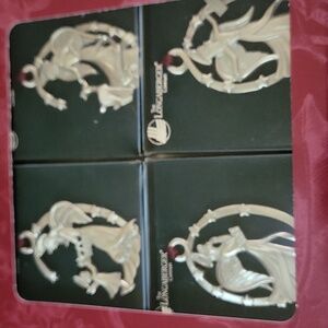 Longaberger Silver Tone Angel Christmas Ornaments (Silver, Black, Red)